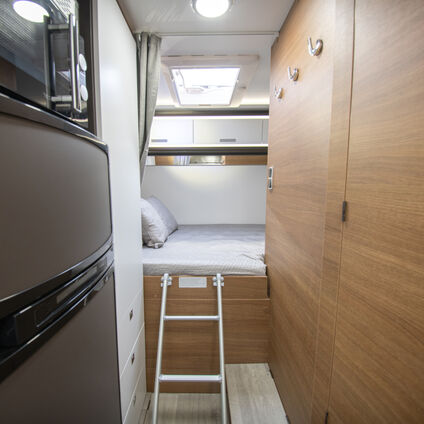 Mileo 243 Fixed Rear Double Bed with Ladder